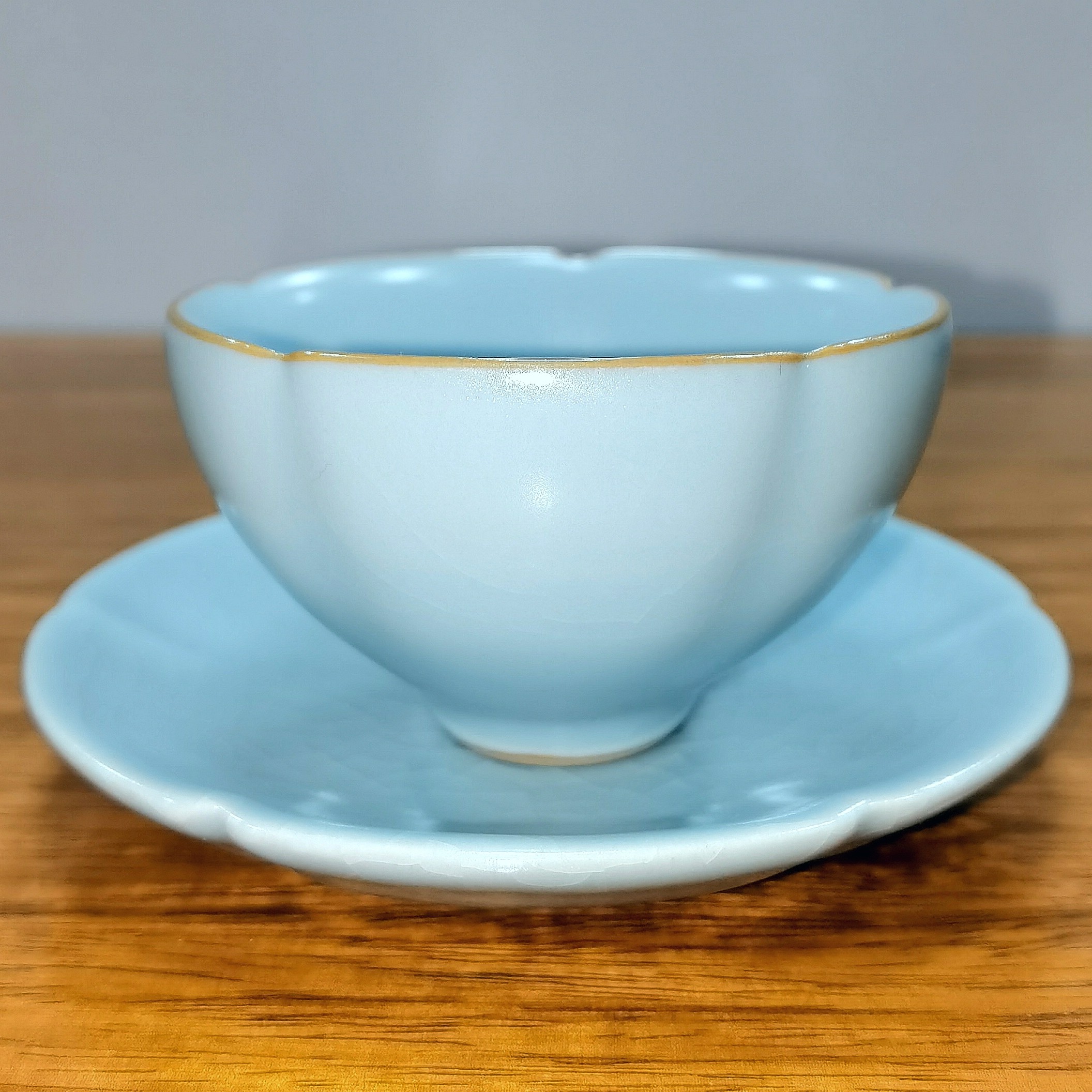 汝窑天青色五岳品杯朕宝窑ZB-06冰裂釉开片汝窑主人杯手工蓝色