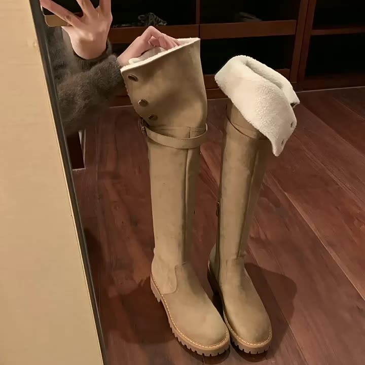 【安酒月专属】骑士靴女2023年冬季新款厚底加绒百搭时尚长筒靴女