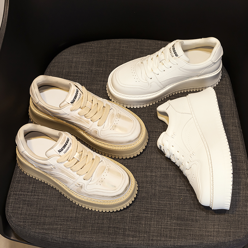 厚底小白鞋女2025年秋季新款百搭潮流小众运动休闲鞋时尚系带女鞋