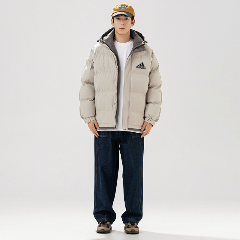 三叶草阿迪达斯潮流棉服男加厚冬季连帽棉衣男时尚情侣棉袄外套