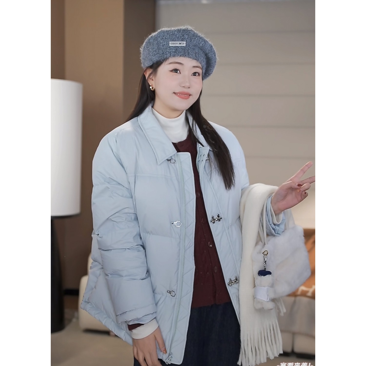 大婉酱微胖定制海盐奶盖90白鸭绒羽绒服女冬季时尚短款外套 5441D
