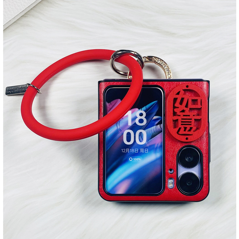 oppofindn3flip多功能n2flip折叠屏皮质喜庆本命红新年款女保护套