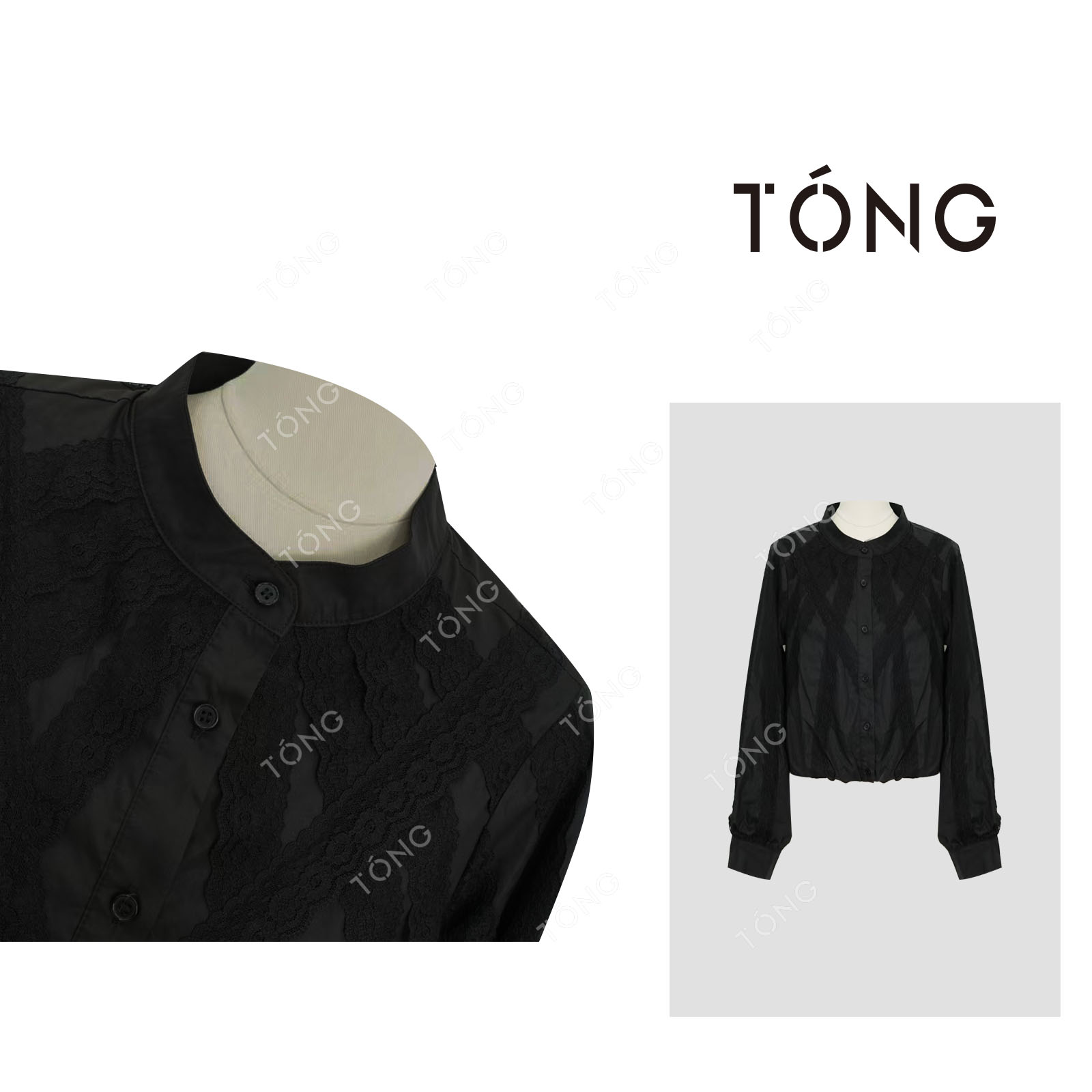 【暮云和雨】早秋精致温柔设计师款轻奢黑色衬衫 GC003