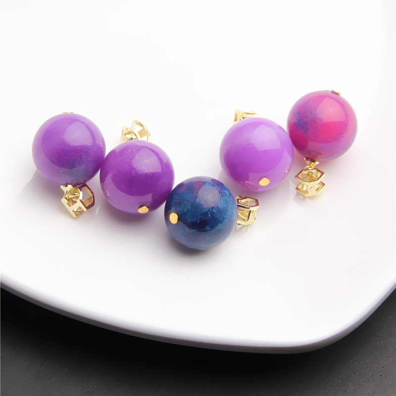 夜樱幻彩樱花紫16MM圆珠吊坠配链 K1158