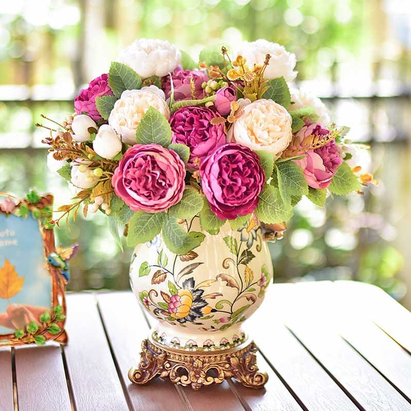 【小美专属】纽曼米莱复古陶瓷花瓶摆件客厅插花餐桌美式欧式