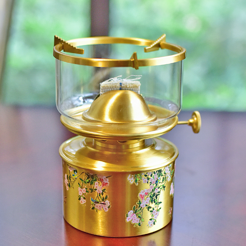 创意黄铜灯油炉活火茶灯水煮茶炉家居装饰品摆件