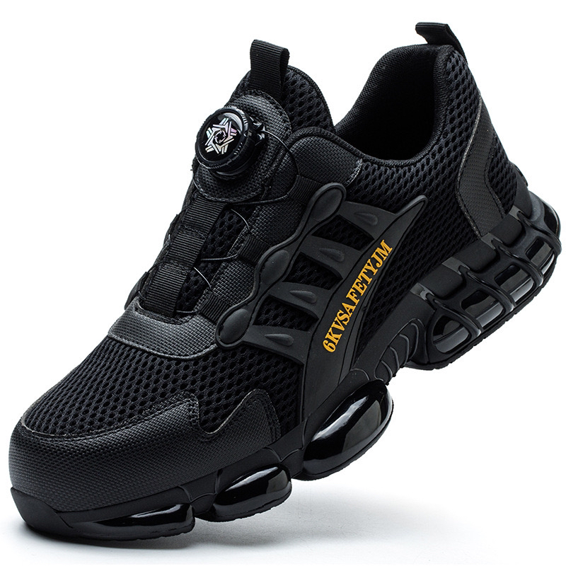 旋转扣劳保鞋男塑钢包头防砸防刺穿纽扣松紧新款防护鞋工作鞋 