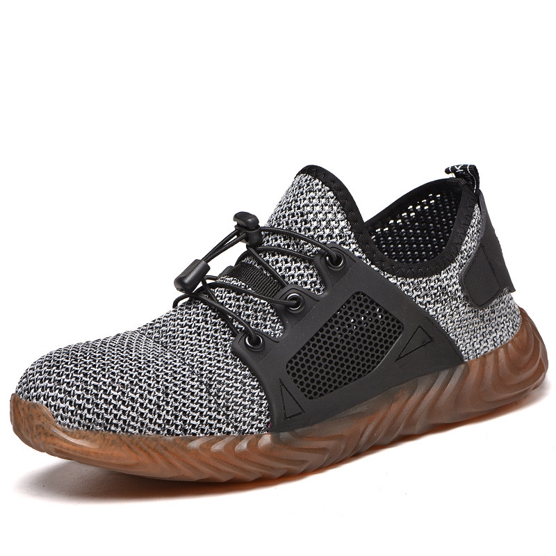 夏季透气劳保鞋飞织防砸防刺耐磨牛筋底安全鞋 