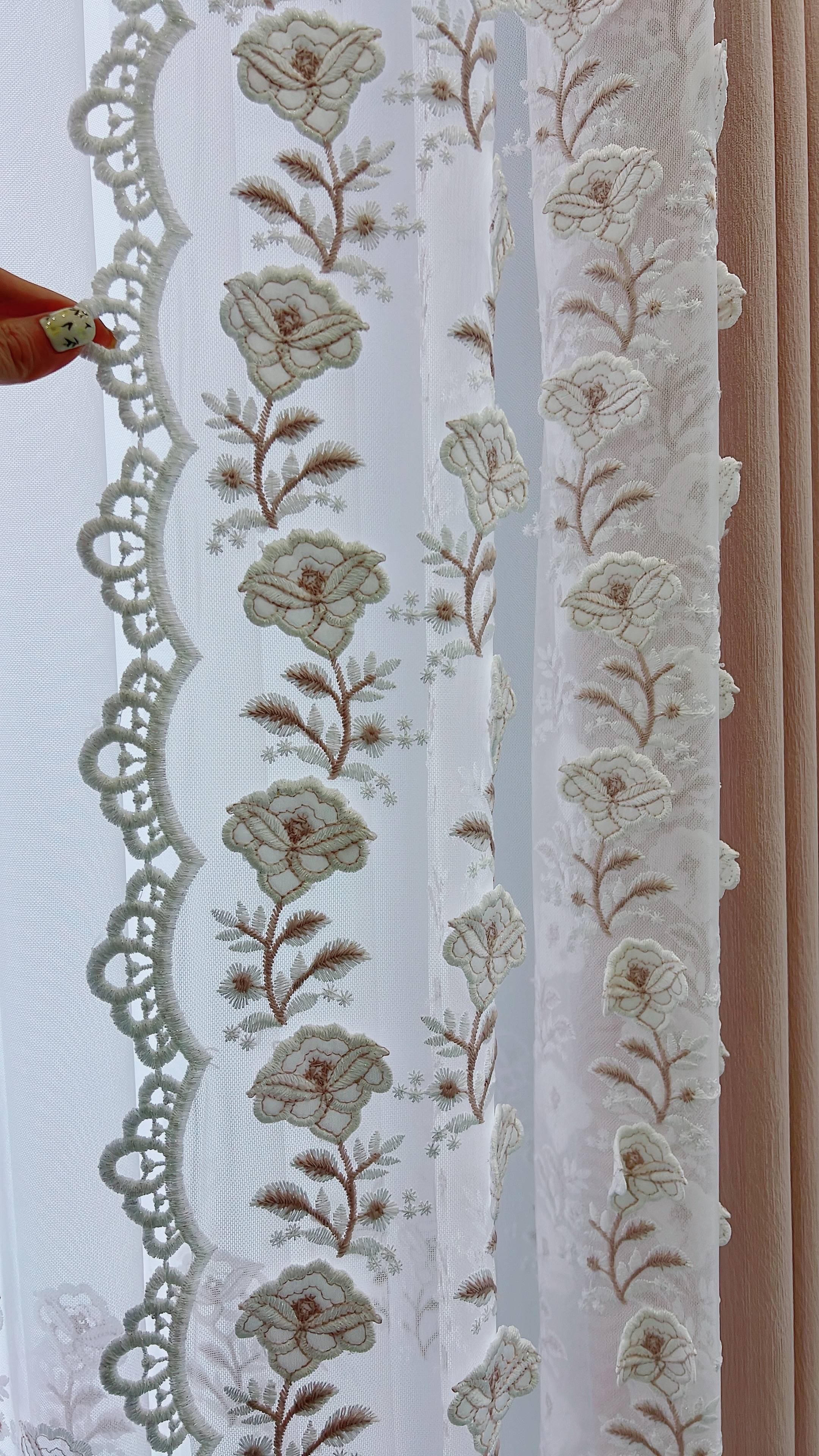 【浪漫玫瑰】新款窗帘浮雕花边立边侧边纱