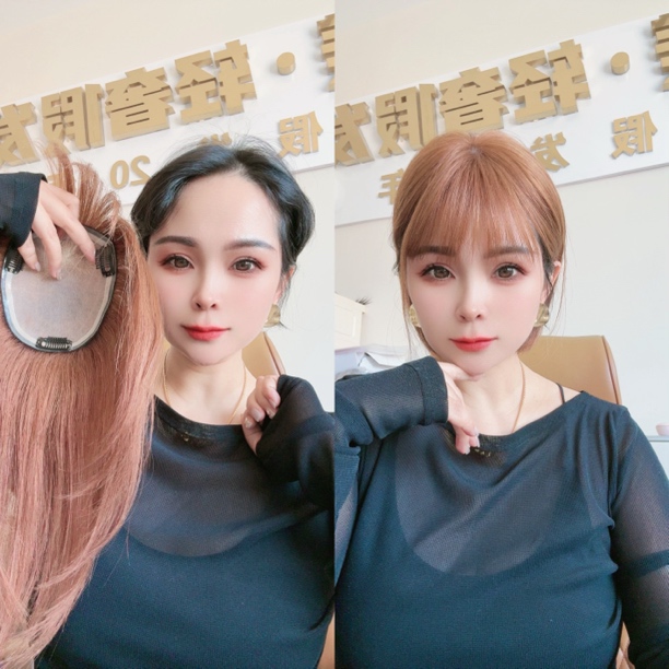 头顶假发发真发手工钩织假发防真头皮蓬松发饰