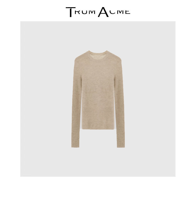 RUBY~羊毛混纺修身显瘦圆领打底衫女气质内搭打底上衣