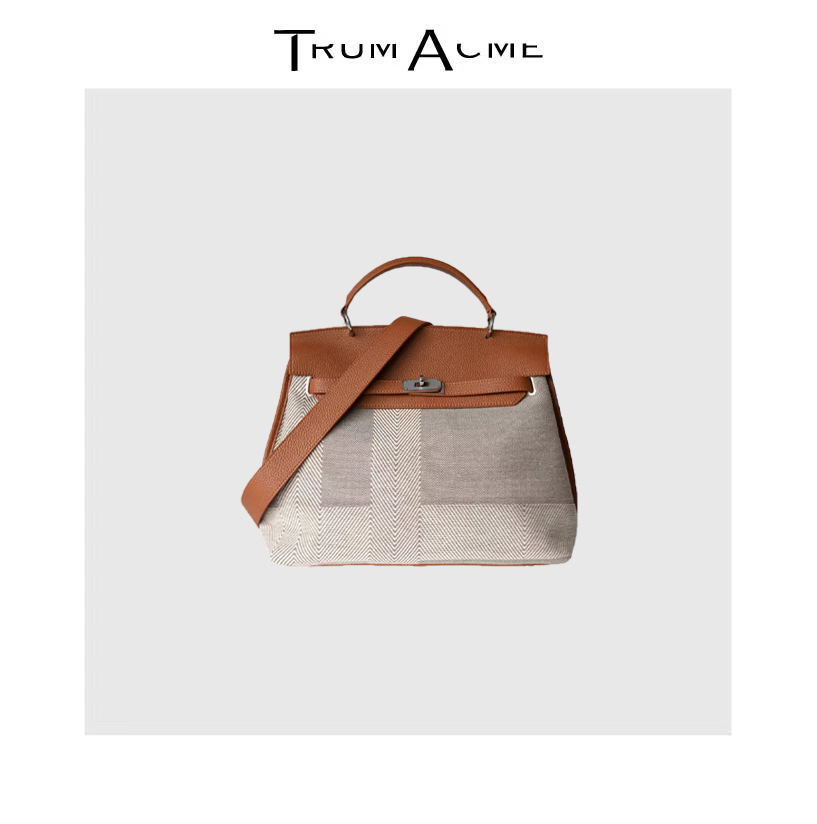 TrumAcme~高级感复古帆布拼接设计感通勤大容量单肩包手提包