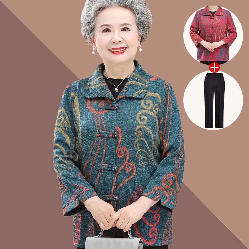 清仓中老年人秋装女薄外套60-70妈妈80奶奶春秋长袖衬衫太太老人