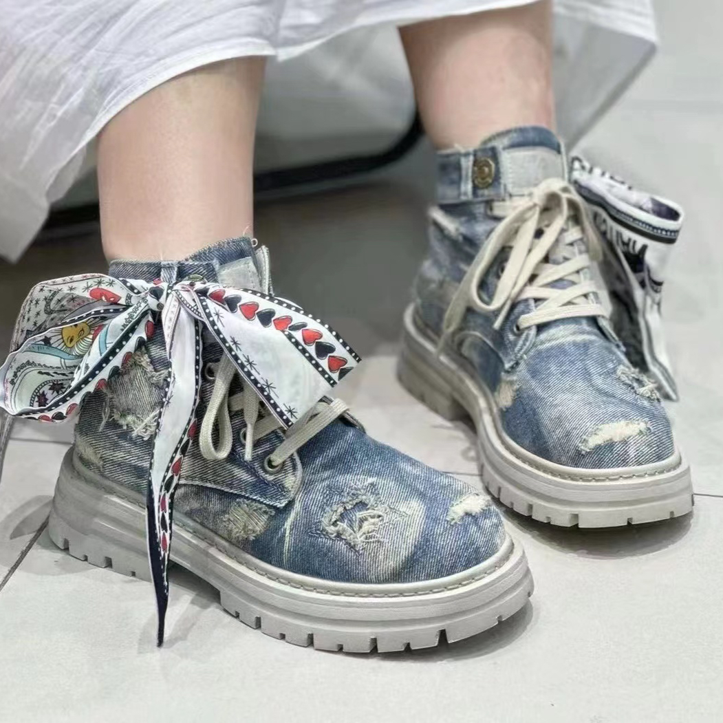 马丁靴女英伦风复古做旧牛仔短靴-32722