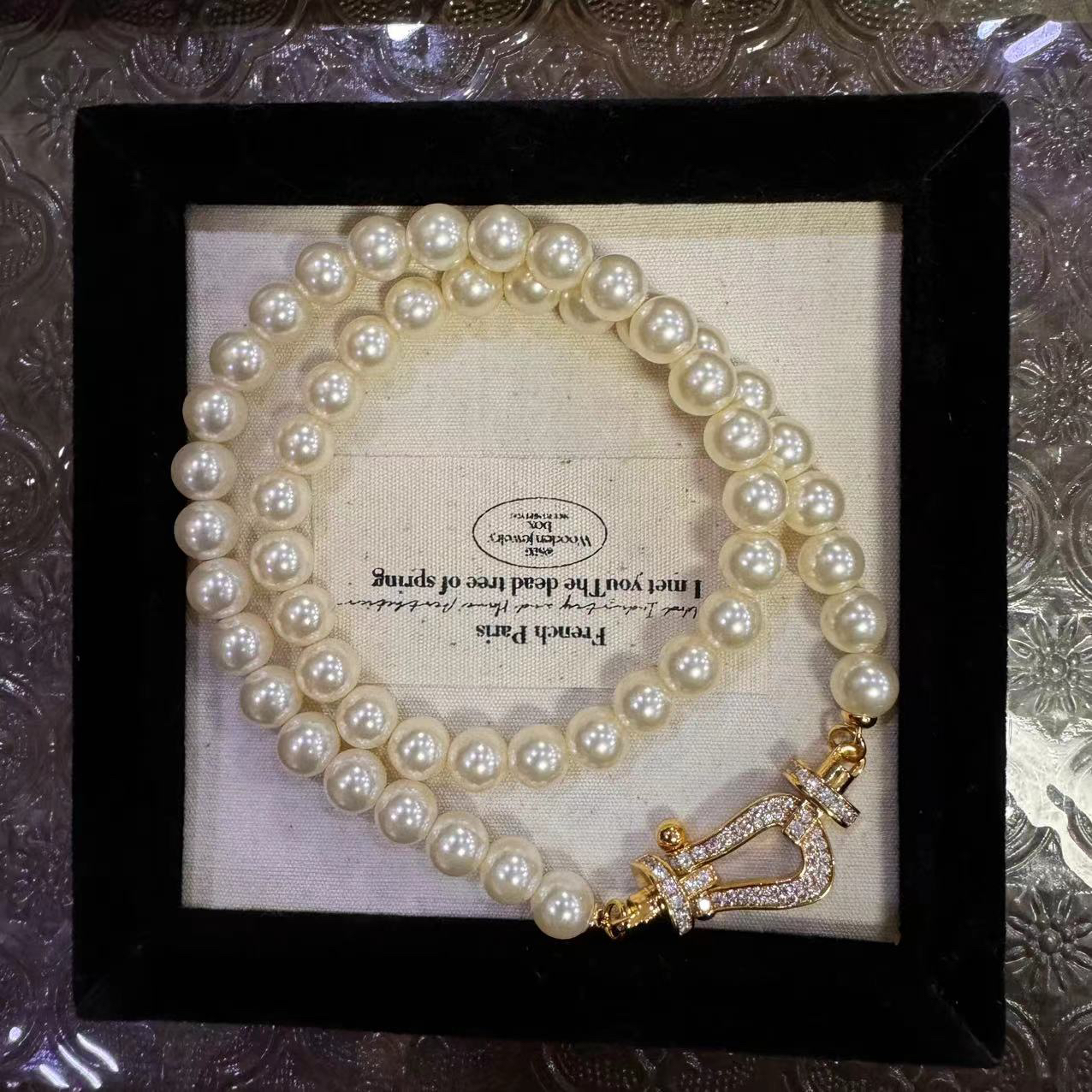 铜合金项链 法式马蹄气质珠子项链-66293