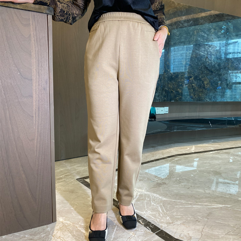 春秋新款冬季直筒裤休闲女士松紧腰5086