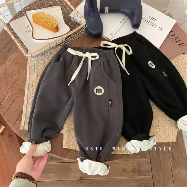 男童冬装加绒裤子儿童时尚休闲宽松加厚一体绒运动裤宝宝秋冬百LZ