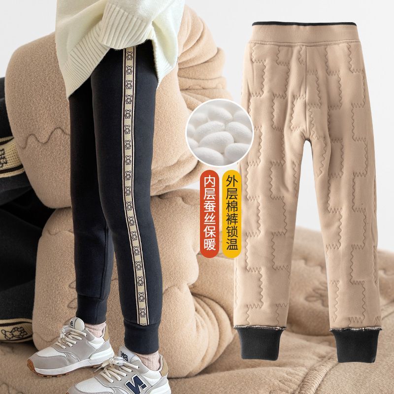 女童保暖加厚打底裤2023冬季新款校服神器一条过冬小女孩棉裤百OF