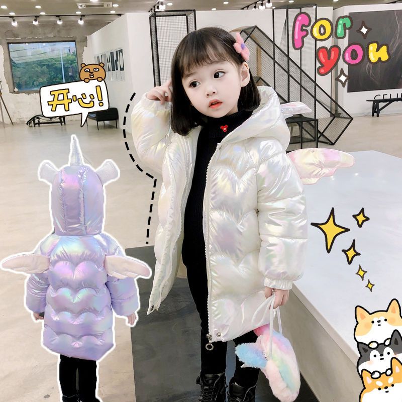 MY女童中长款棉绒棉服冬装2023新款儿童加厚保暖棉袄连帽外套潮ME