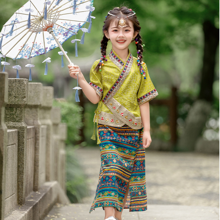女童傣族套装毕业班服少数民族六一表演出服西双版纳舞蹈服舞台ME