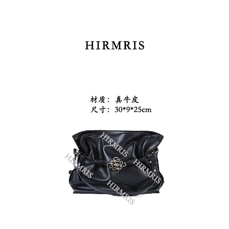 HIRMRIS手工真皮包LD562  花扣福袋洛黑