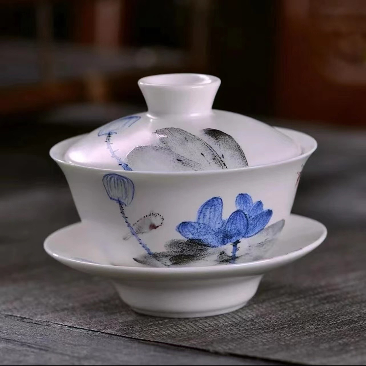 成艺品悦荷香怡心介杯三才盖碗