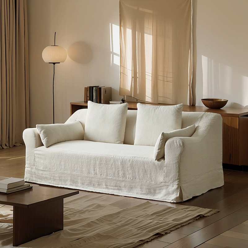 木陌家具宛如沙发侘寂风复古客厅双人可拆洗沙发亚麻布艺新款沙发