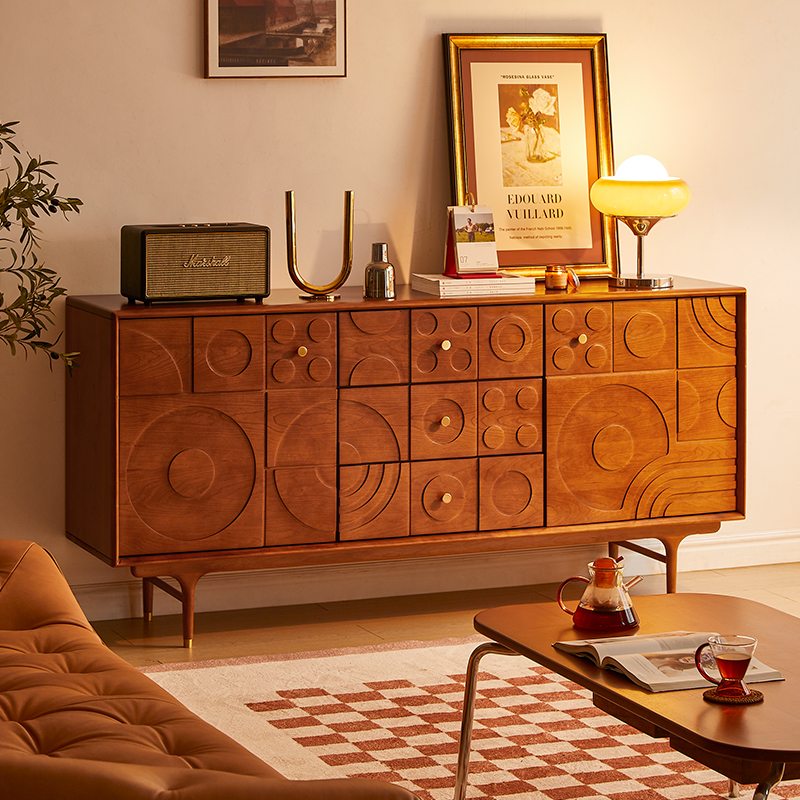 木陌家具复古实木卧室储藏边柜北欧中古小户型樱桃木马德里斗柜