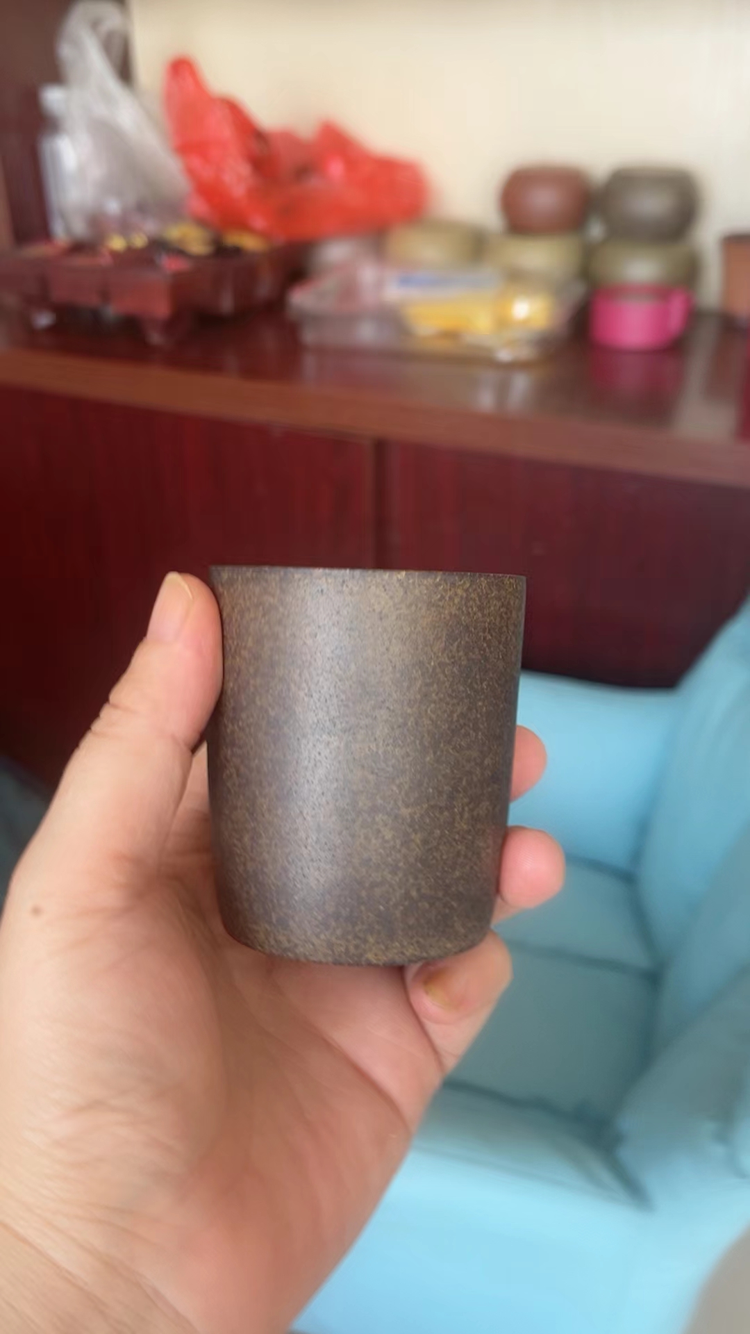 紫砂泥本绿原矿陶瓷小口主人杯茶具直筒侘寂风茶器紫砂壶品茗杯