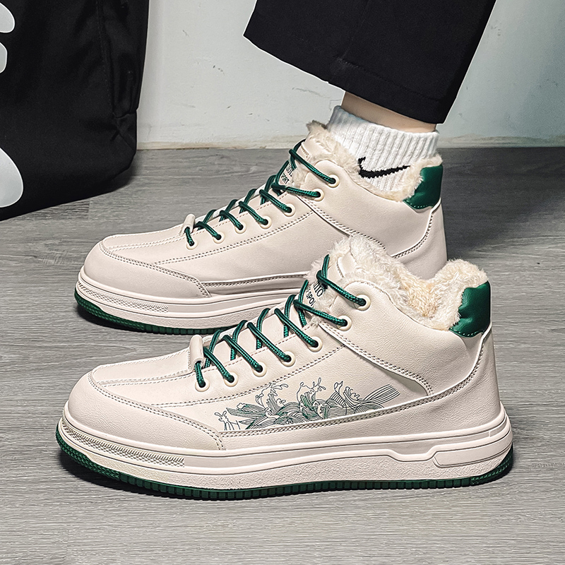 乔丹47大码冬季男鞋加绒加厚雪地靴46高帮皮面厚底耐磨休闲运动板