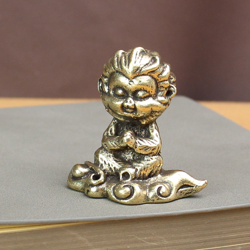 黄铜悟空摆件创意办公室书房斗战神佛十二生肖猴子祥云悟空铜器