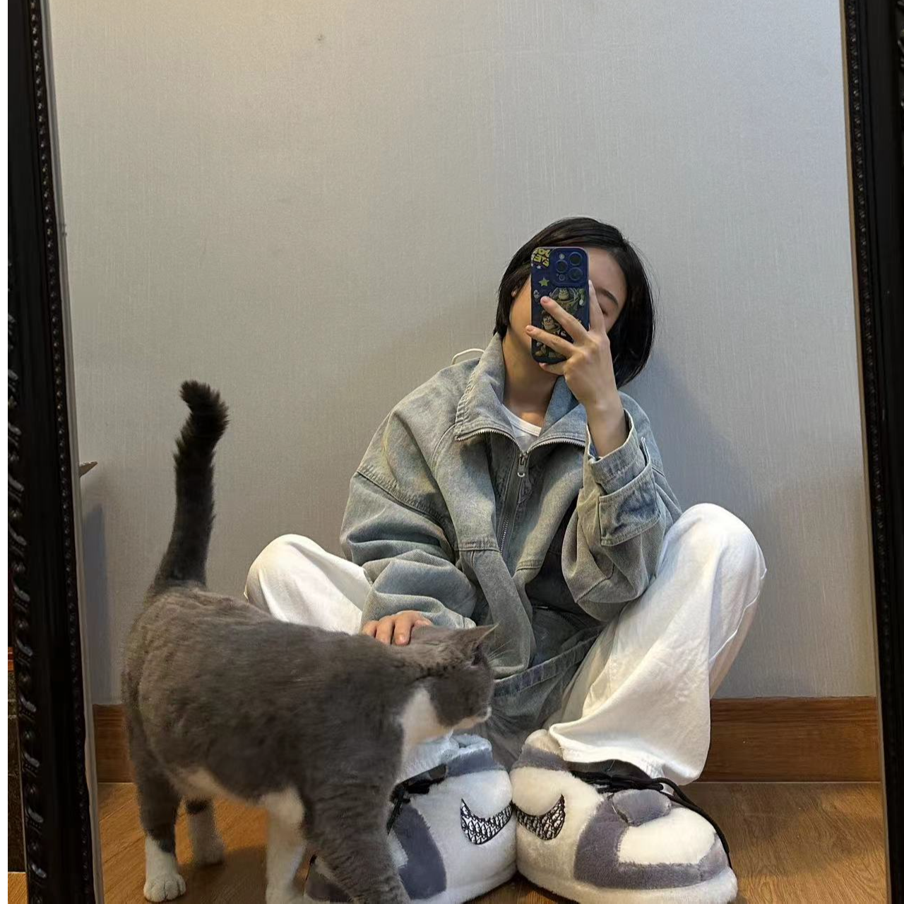 （4号）女装牛仔裤春夏休闲季显瘦高腰直筒百搭复古宽松拖地裤渐变