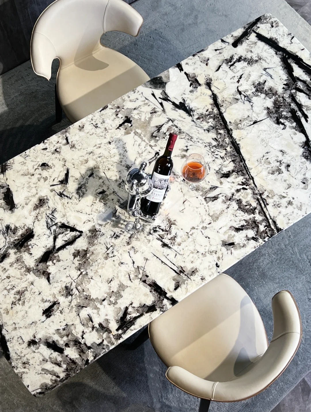 巴西进口金孔雀奢石餐桌轻奢高端长方形桌雪山飞狐天然大理石餐桌