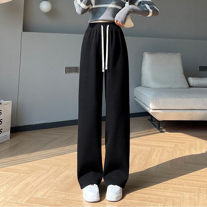 【2025新上休闲裤】秋冬阔腿裤女高腰垂感宽松直筒加绒裤灯芯绒长裤