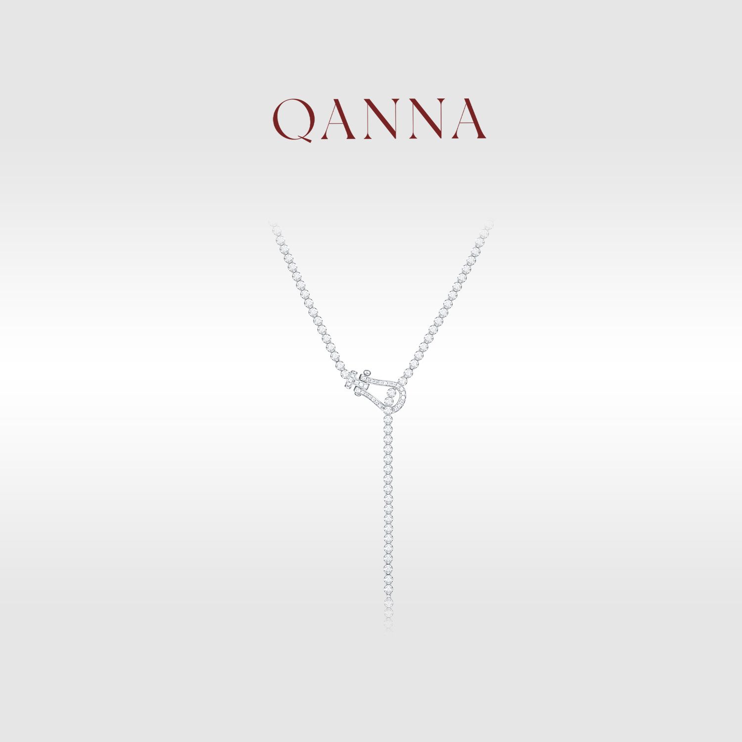 QANNA【3.8克拉 大马蹄扣项链】18K金豪华满钻大费钻石项链AF