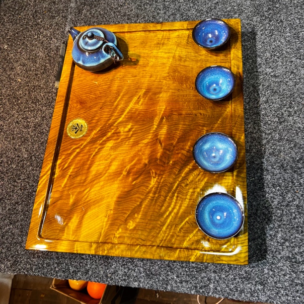 大叶金丝楠木家用茶盘 天然整块原实木无拼接纯手工制作