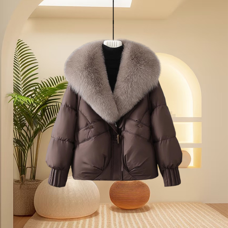 冬季大码棉服女2024新款高级感超好看保暖加厚大毛领宽松面包外套