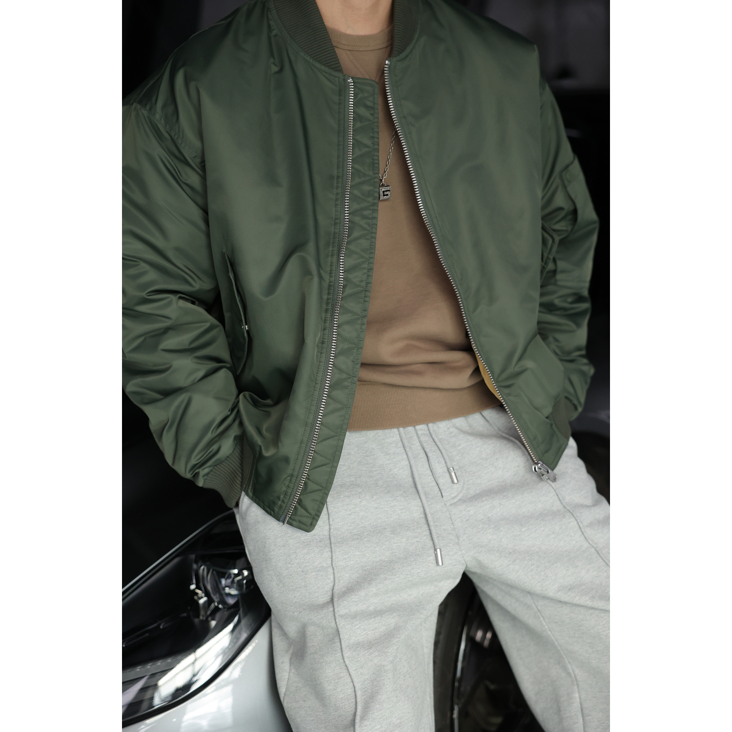 Secretbase 高品质90白鹅绒羽绒服 潮牌棒球领外套冬装飞行夹克