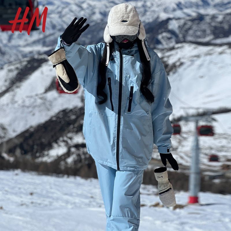 HM官方旗舰秋冬新季防风防水加棉加厚户外滑雪服情侣大码外套套装