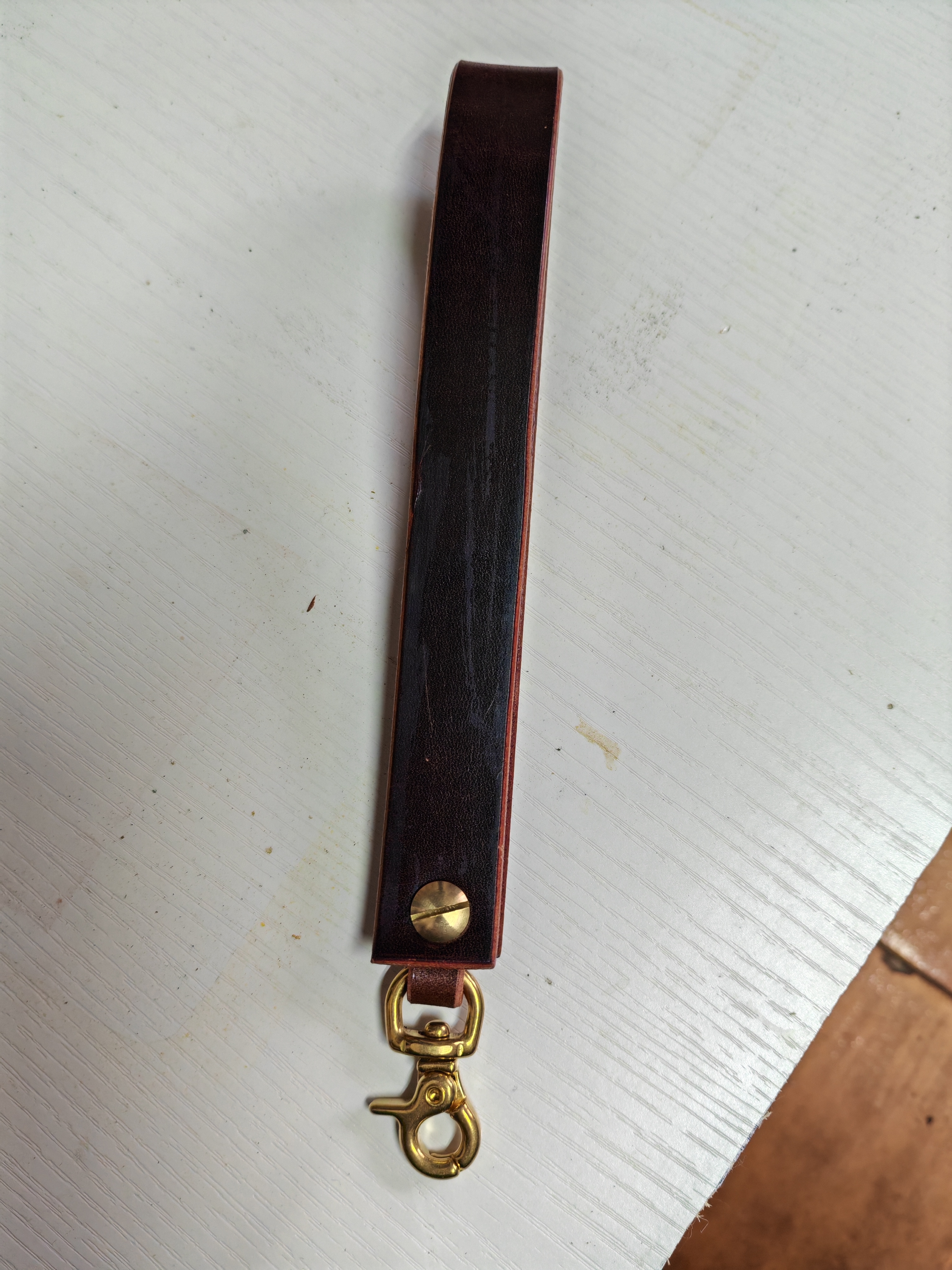 手工制作纯皮钥匙手带也可以做包包手带五金纯黄铜