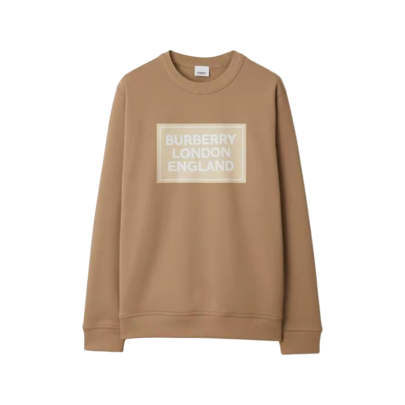 【中秋礼物】Burberry/博柏利女士棕色棉质混纺米底LOGO卫衣