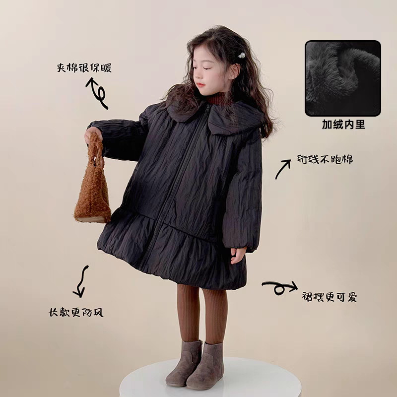 现货！！新款冬季女童棉服新款韩范裙摆儿童冬装夹棉加厚棉衣