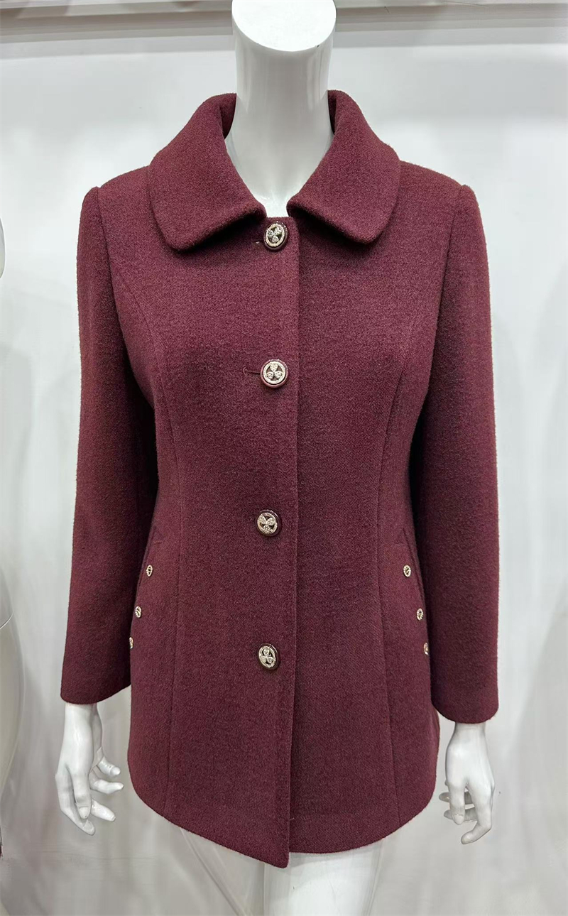 中老年人妈妈装大毛翻领加棉外套冬季新款时尚毛呢子大衣服气质