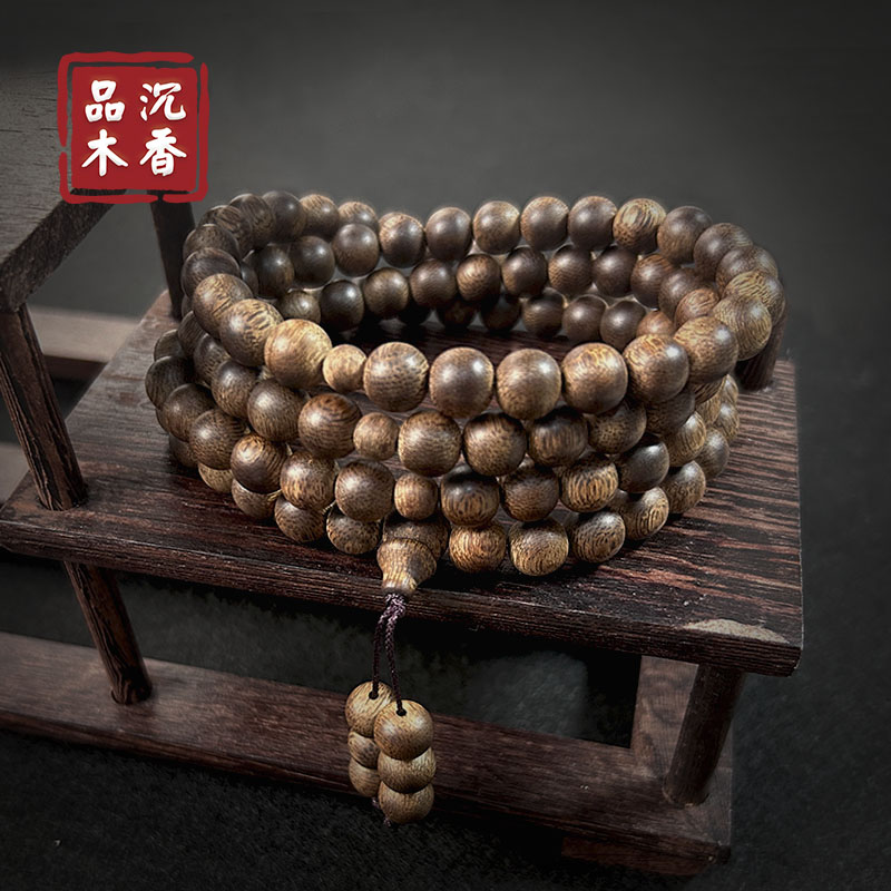 越南芽庄白棋楠8mm多圈沉香手串脖挂