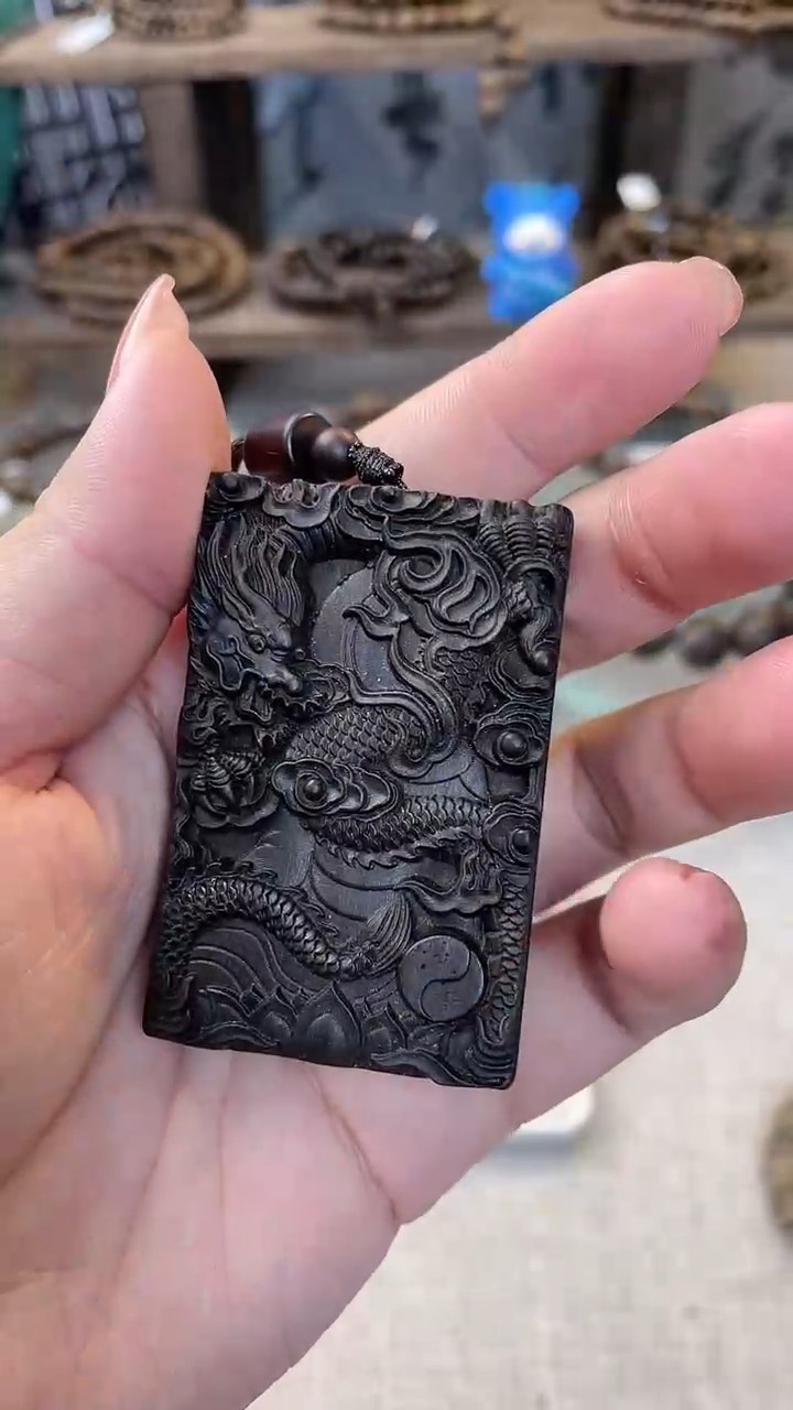 【闪购商品】沉香手串38*60mm越南老料黄棋双面雕刻无事牌