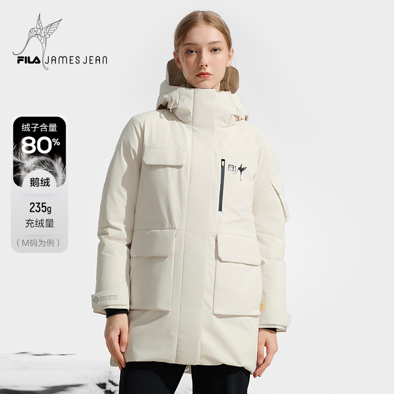 FILA X James Jean联名女秋冬新款户外运动中长羽绒服A11W447916F