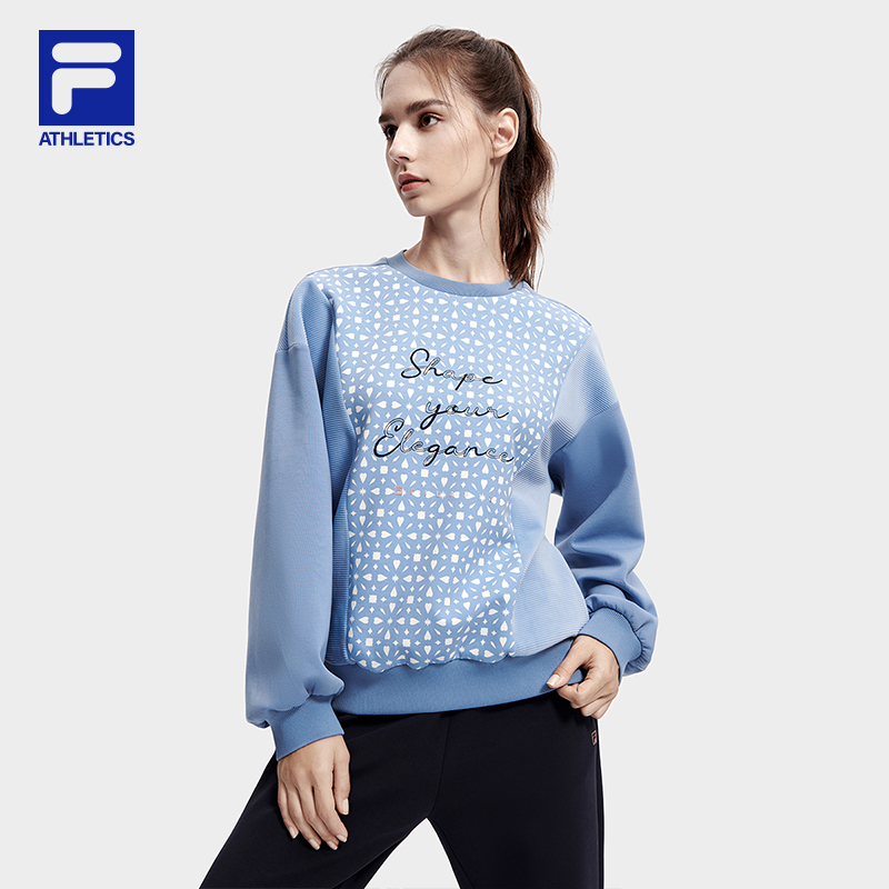 Fila/斐乐新款优雅精致拼接工艺针织宽松套头衫卫衣A11W311207F