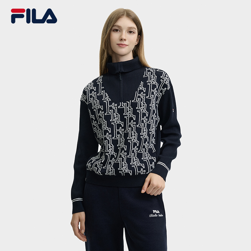 Fila/斐乐【新品抢先购】女户外健身运动套头编制衫复古F11W448407F