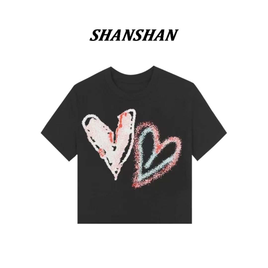 【SANSAN】彩色双爱心轻奢小衫短袖DY-5237