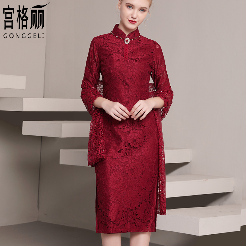 高端喜婆婆婚宴装旗袍春夏季妈妈结婚礼服高贵时尚洋气年轻款大码